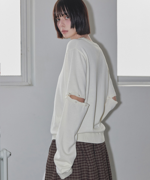 Button Sleeve 2-Way Knit слоновая кость