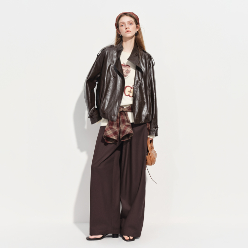 WD Loose glossy кожаный куртка