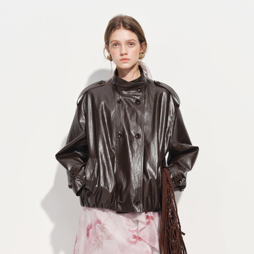 WD Loose glossy кожаный куртка