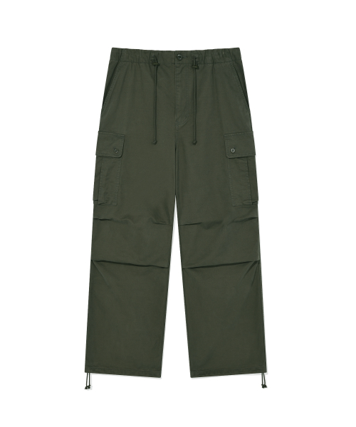 Широкие хлопковые брюки-парашюты Olive