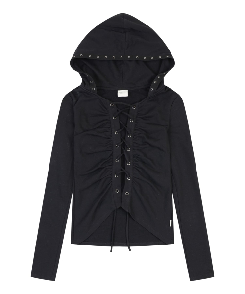 SHIRRING LACE UP худи чёрный