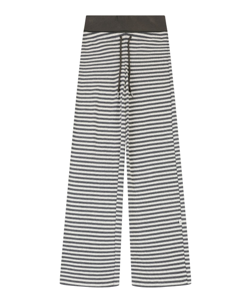 STRIPE JERSEY WIDE PANTS [CHARCOAL]