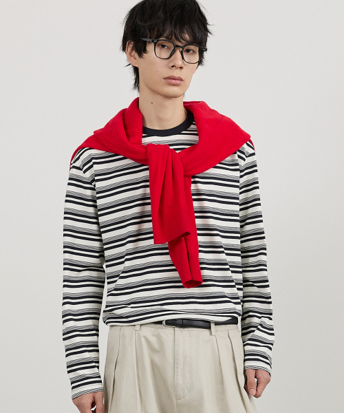 DAILY MULTI-STRIPE LONG SLEEVE TEE BK