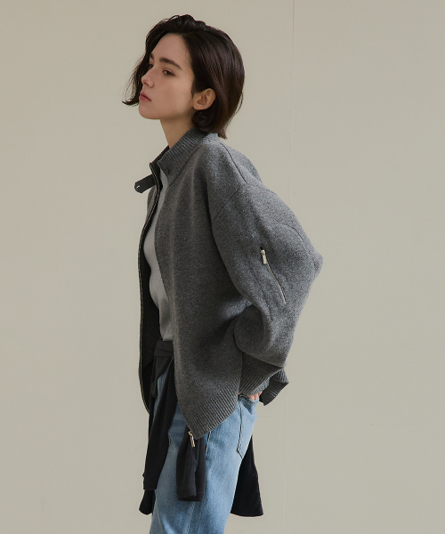 Вязаный кардиган на молнии (Grey)
