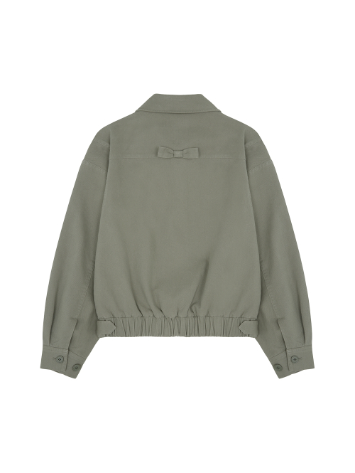 ROUND COLLAR WASHED BOMBER [LIGHT KHAKI]