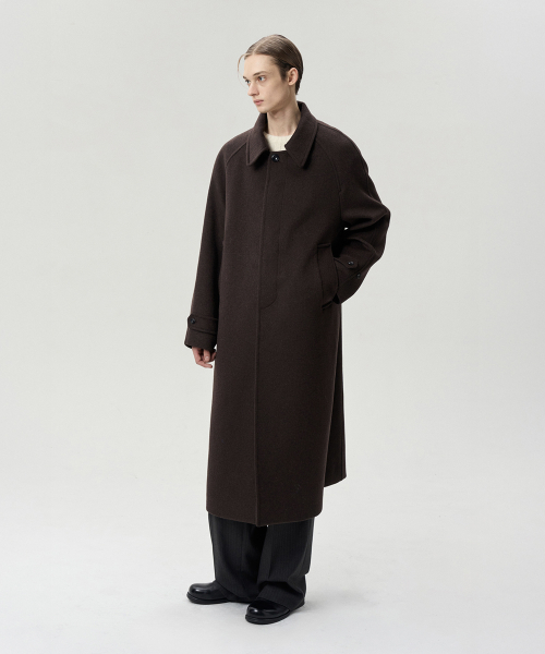 шерстяной BLEND SINGLE BREASTED COAT CHOCOLATE