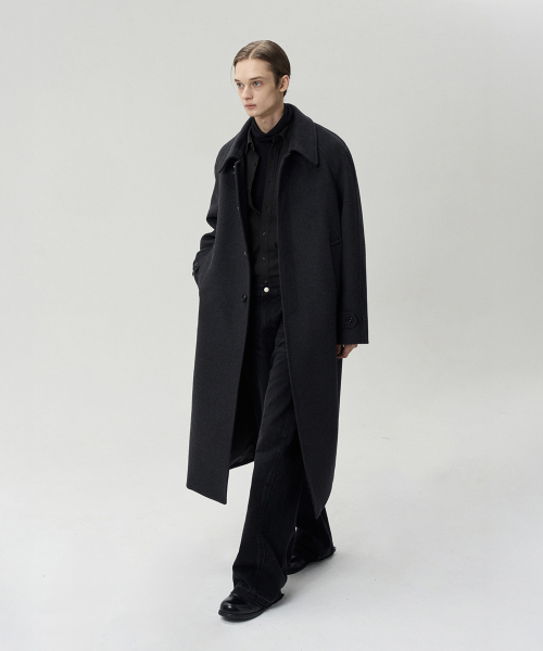 шерстяной BLEND SINGLE BREASTED COAT CHARCOAL