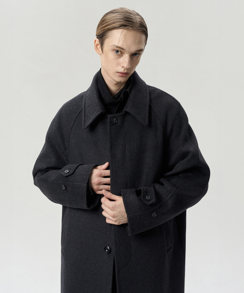 шерстяной BLEND SINGLE BREASTED COAT CHARCOAL