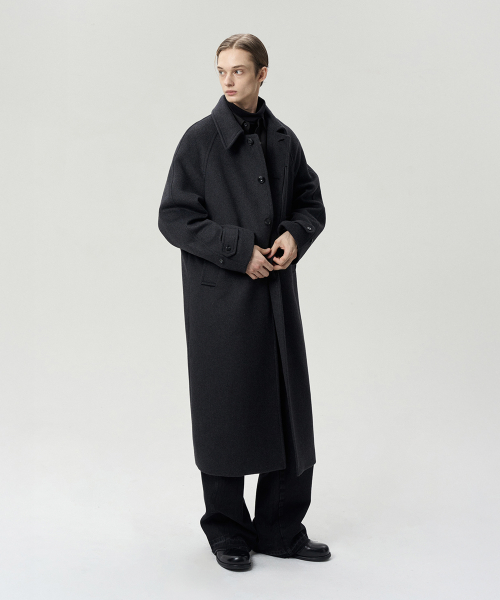 шерстяной BLEND SINGLE BREASTED COAT CHARCOAL