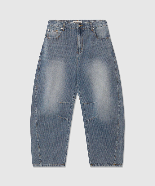 Bruni Curved Denim Pants (Medium Blue)