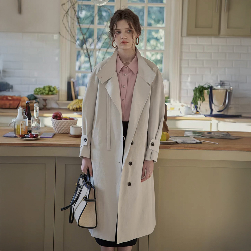 PM_String stand collar trench coat