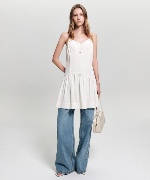 루루 셔링 슬리브리스 드레스_아이보리 / LULU SHIRRING SLEEVELESS DRESS_IVORY