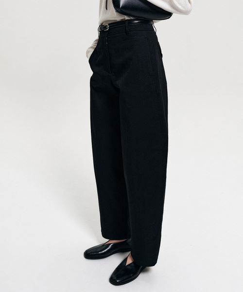 Хлопковые брюки LINH CURVED COTTON PANTS_BLACK