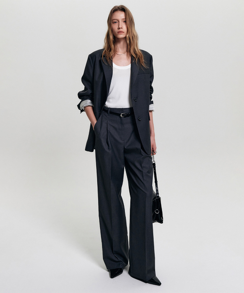 Широкие брюки ELISE WIDE SLACKS_CHARCOAL