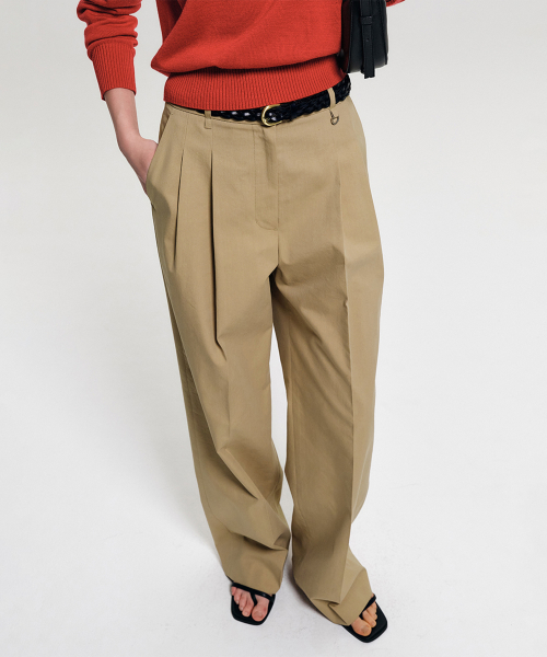 Бежевые слаксы FAITH CLASSIC TWO TUCK SLACKS_BEIGE