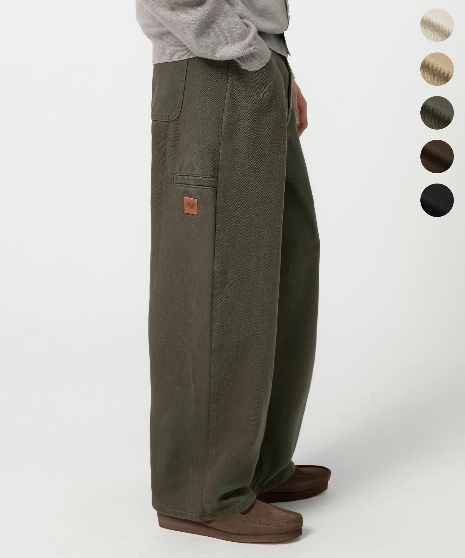 SEMI WIDE FIT карман COTTON брюки_4color