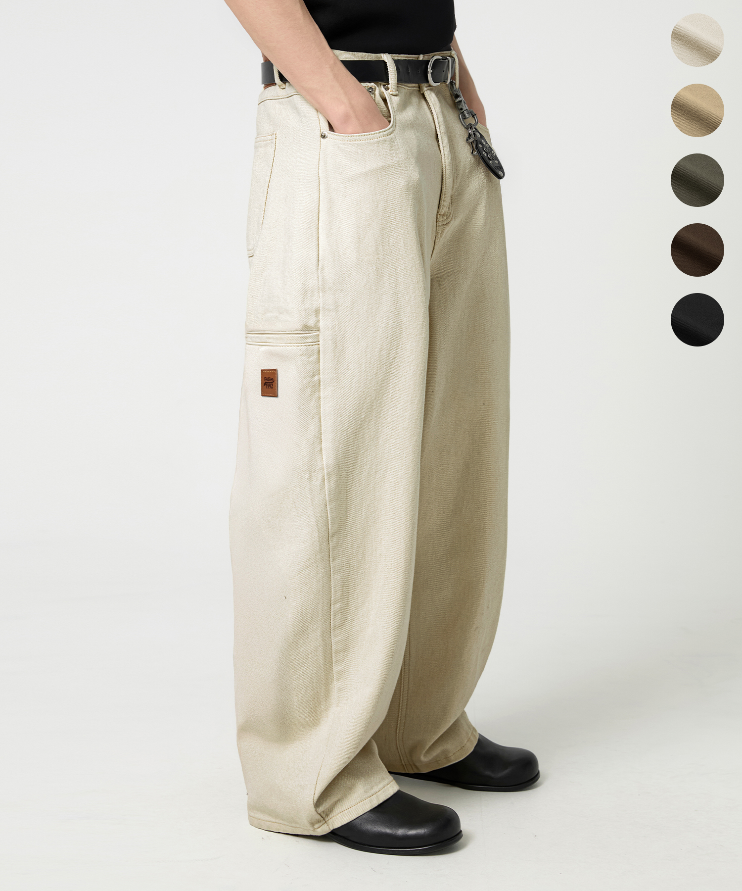 SEMI WIDE FIT карман COTTON брюки_4color
