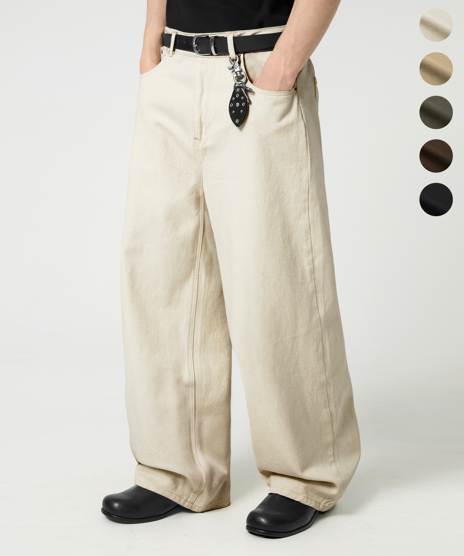 SEMI WIDE FIT карман COTTON брюки_4color