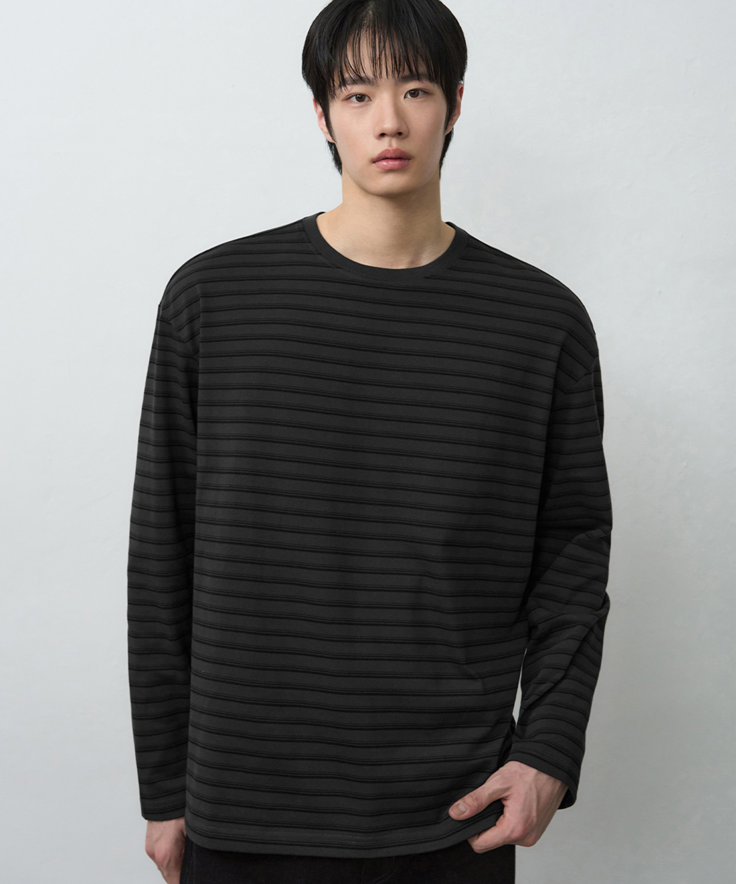 CONTRAST MULTI STRIPE LONG SLEEVE [угольный]