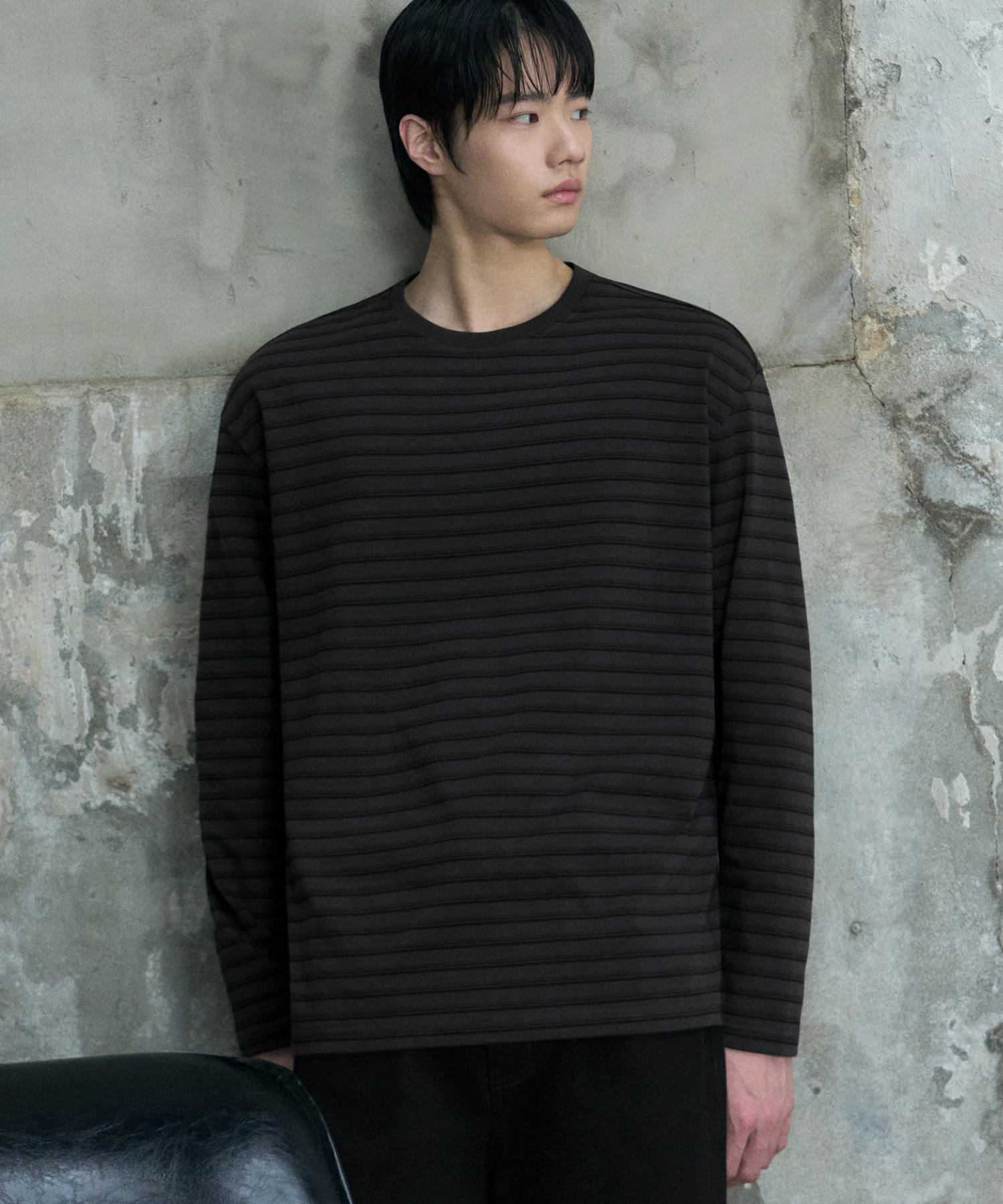 CONTRAST MULTI STRIPE LONG SLEEVE [угольный]