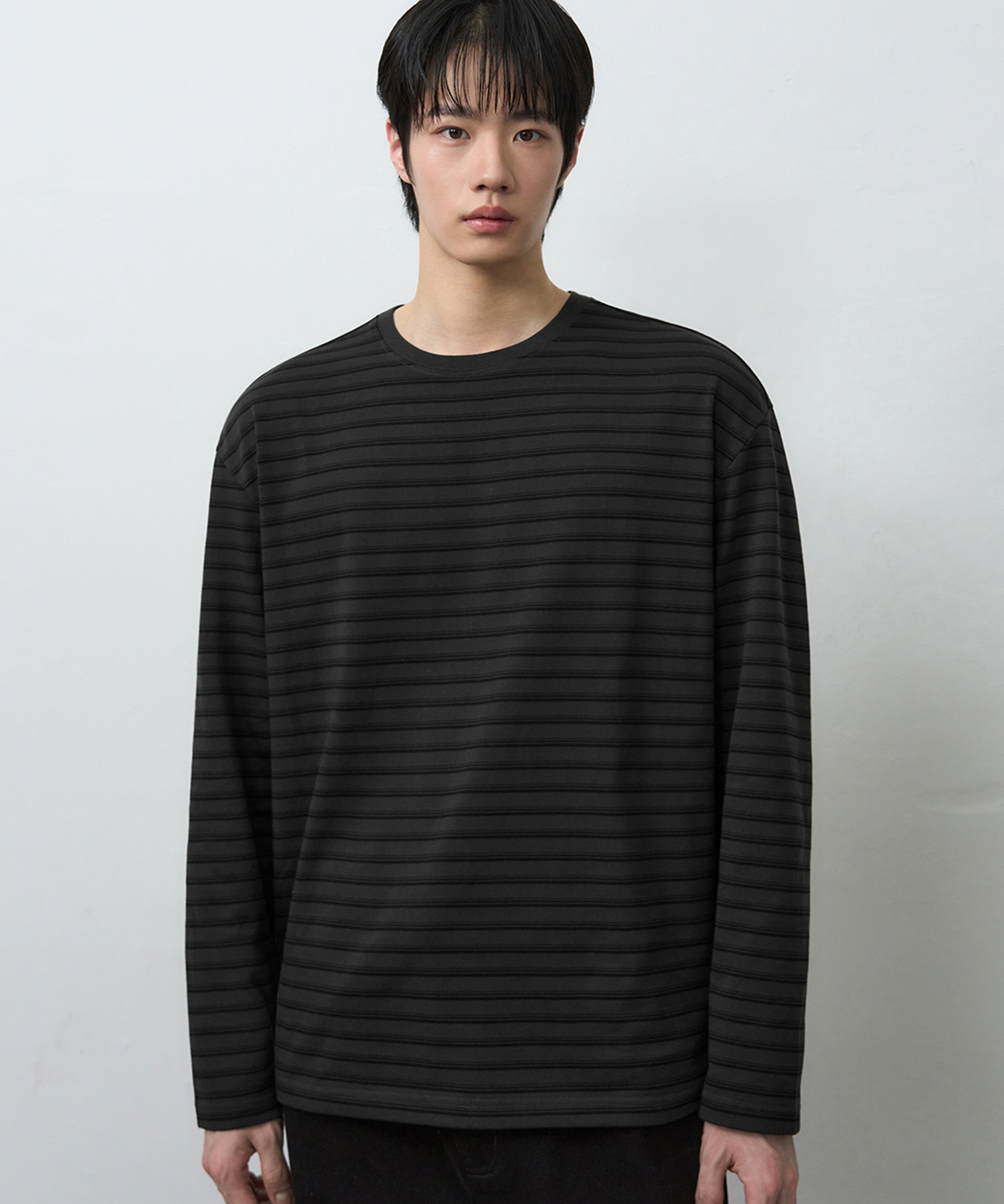CONTRAST MULTI STRIPE LONG SLEEVE [угольный]