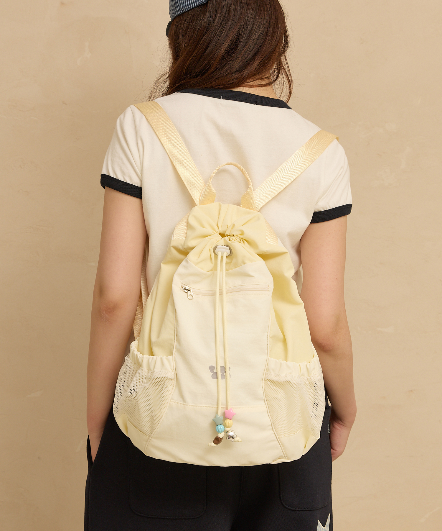 Beads Nylon String Backpack LIGHT YELLOW