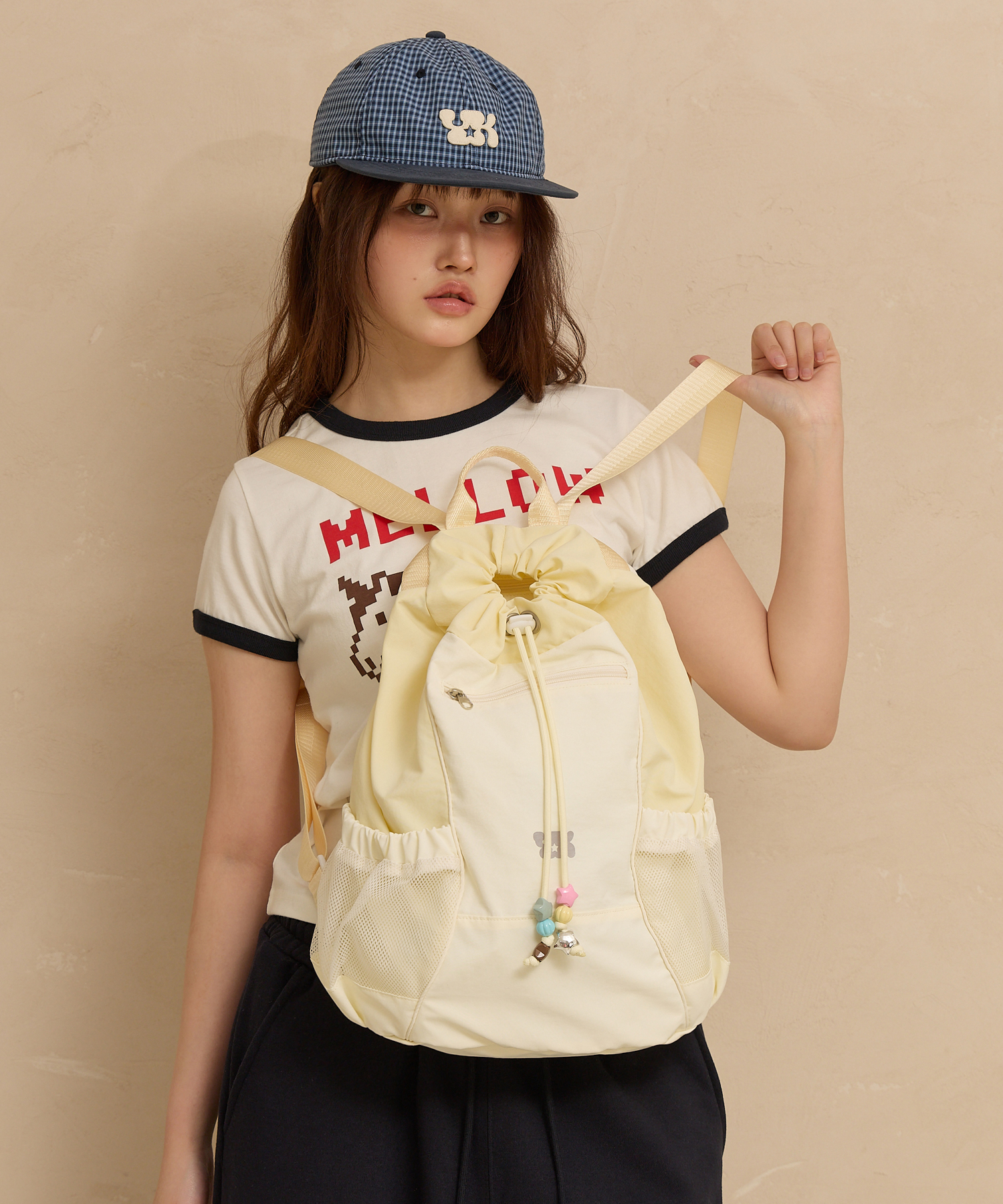 Beads Nylon String Backpack LIGHT YELLOW