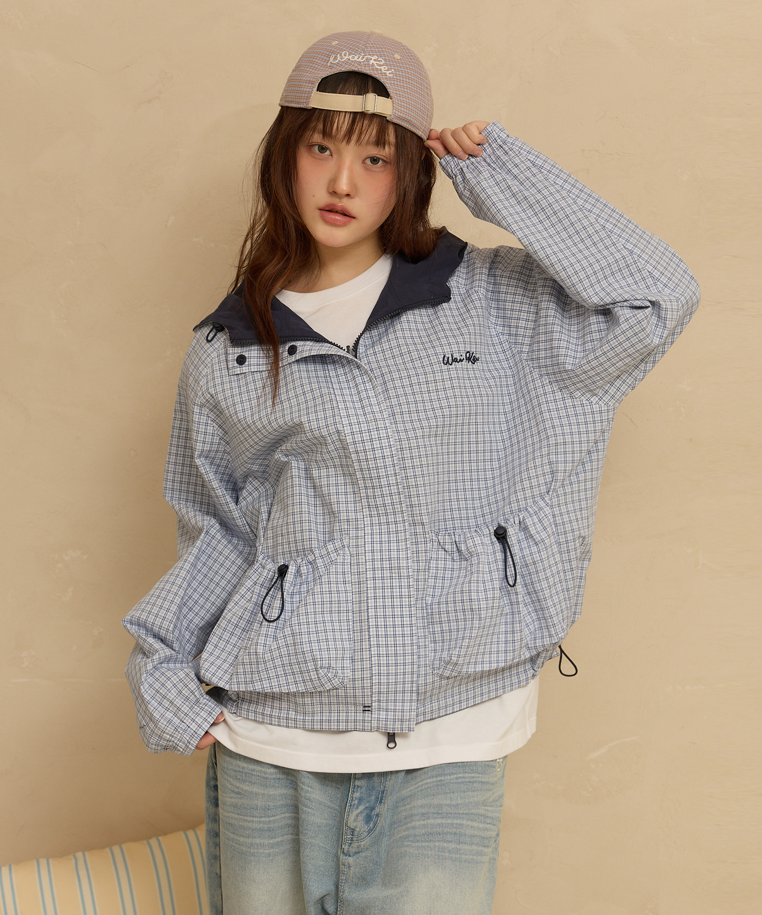 Riversible Check Windbreaker Ver.2 темно-синее