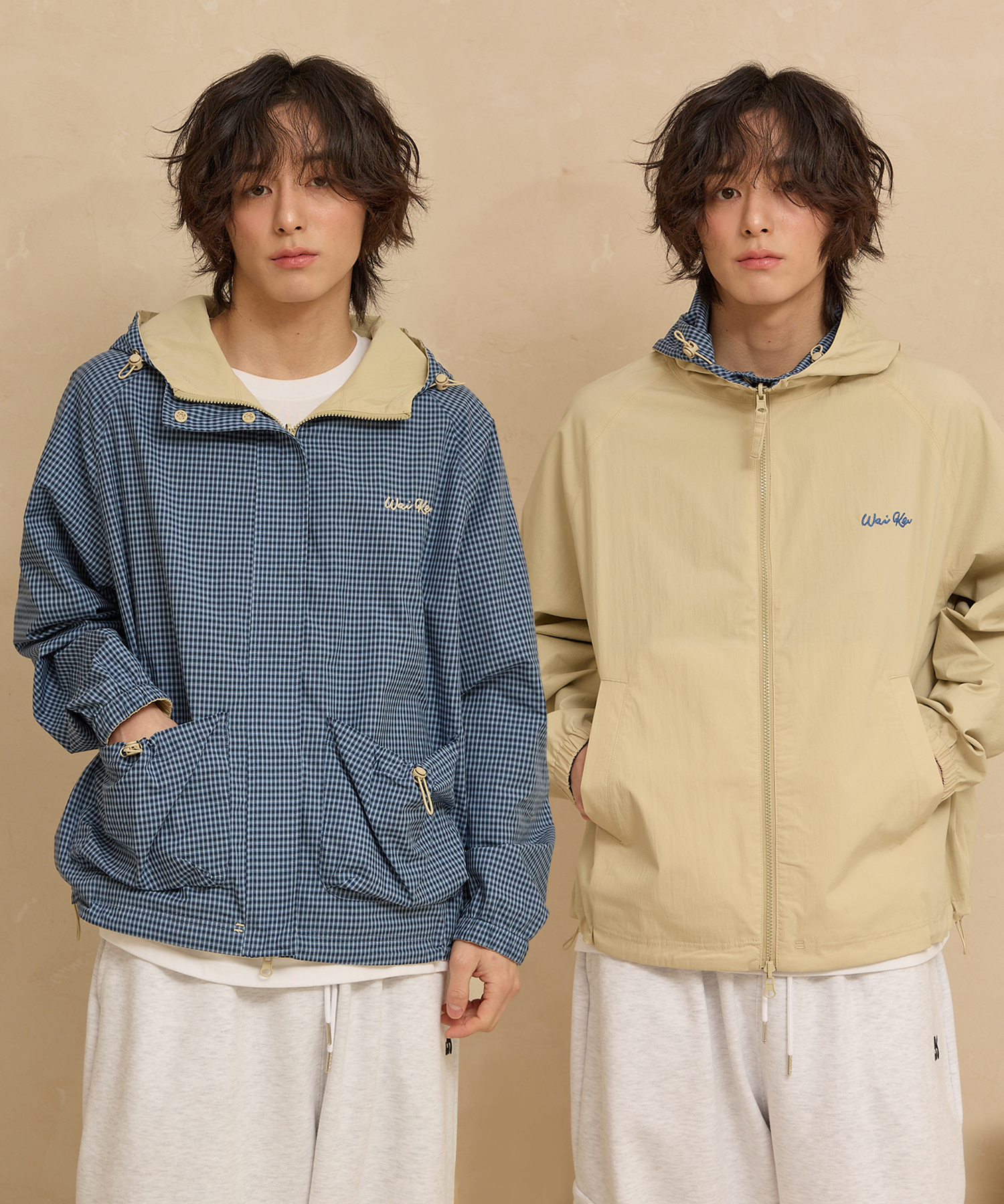 Riversible Check Windbreaker Ver.2 BEIGE