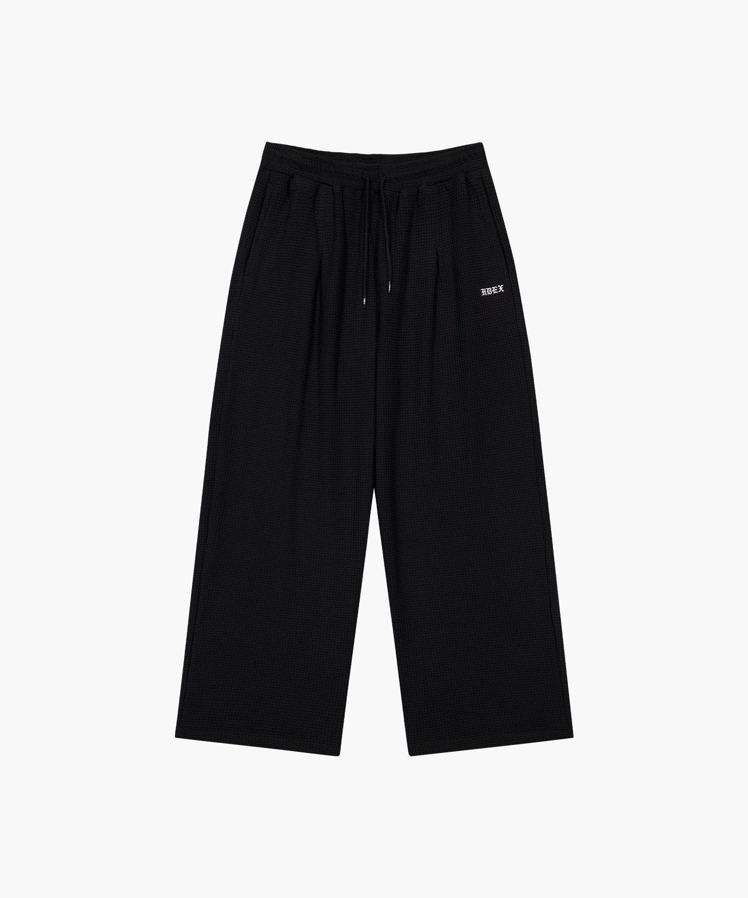 Low Pintuck Waffle Wide Pants Black