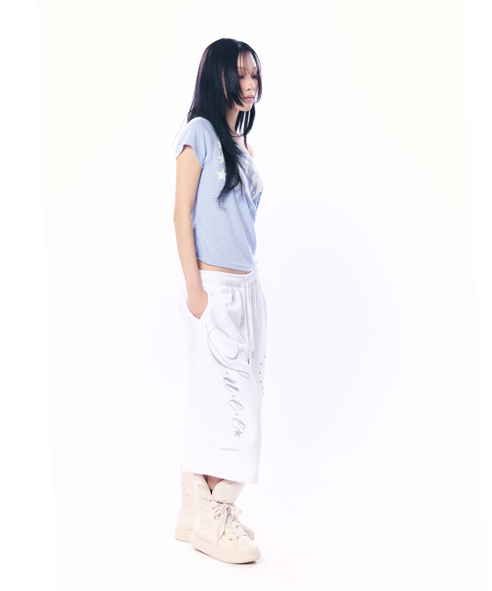 BABY WIDE NECK TOP / STRIPE BLUE