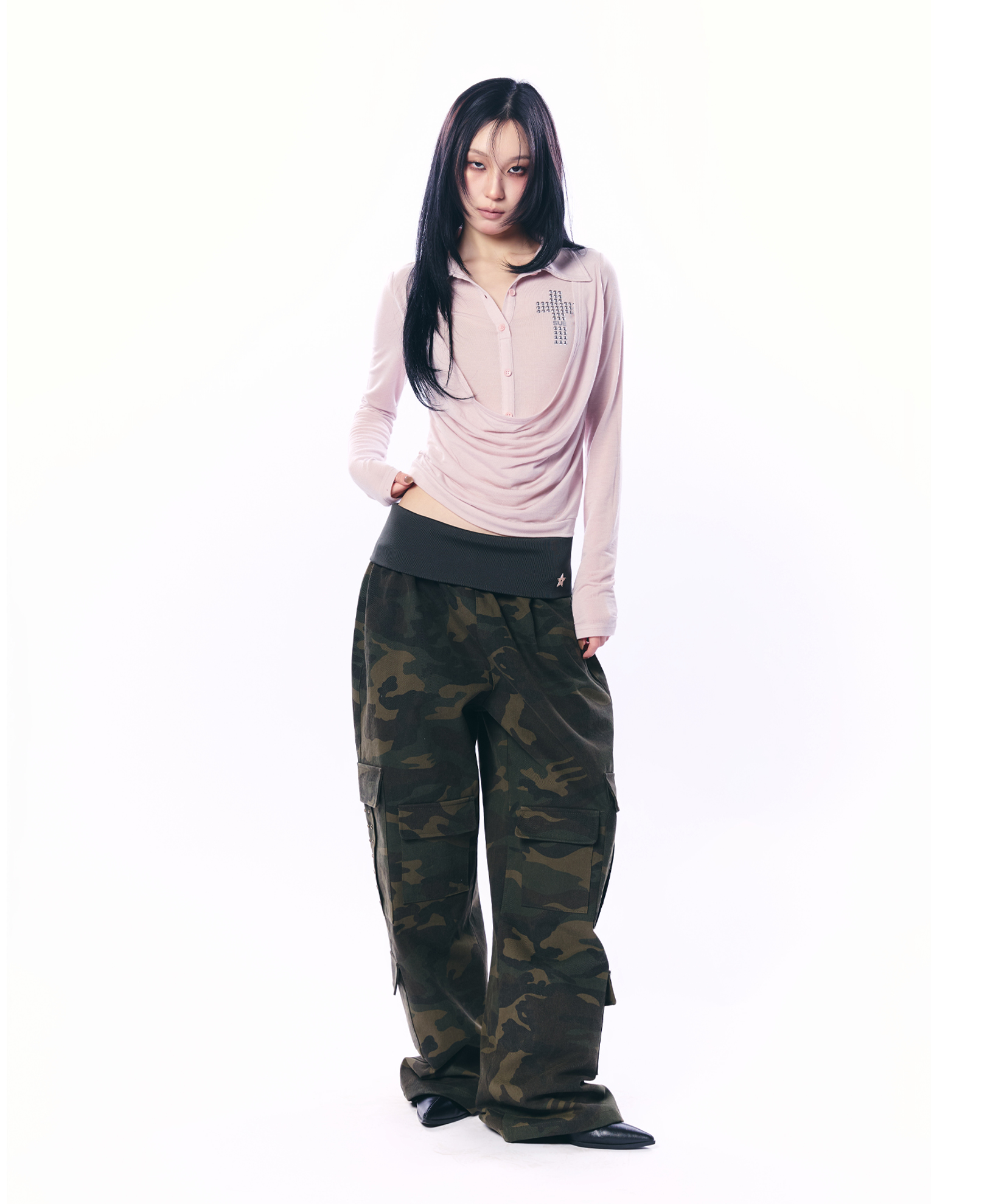 SHEER LAYERED SHIRT / LIGHT PINK