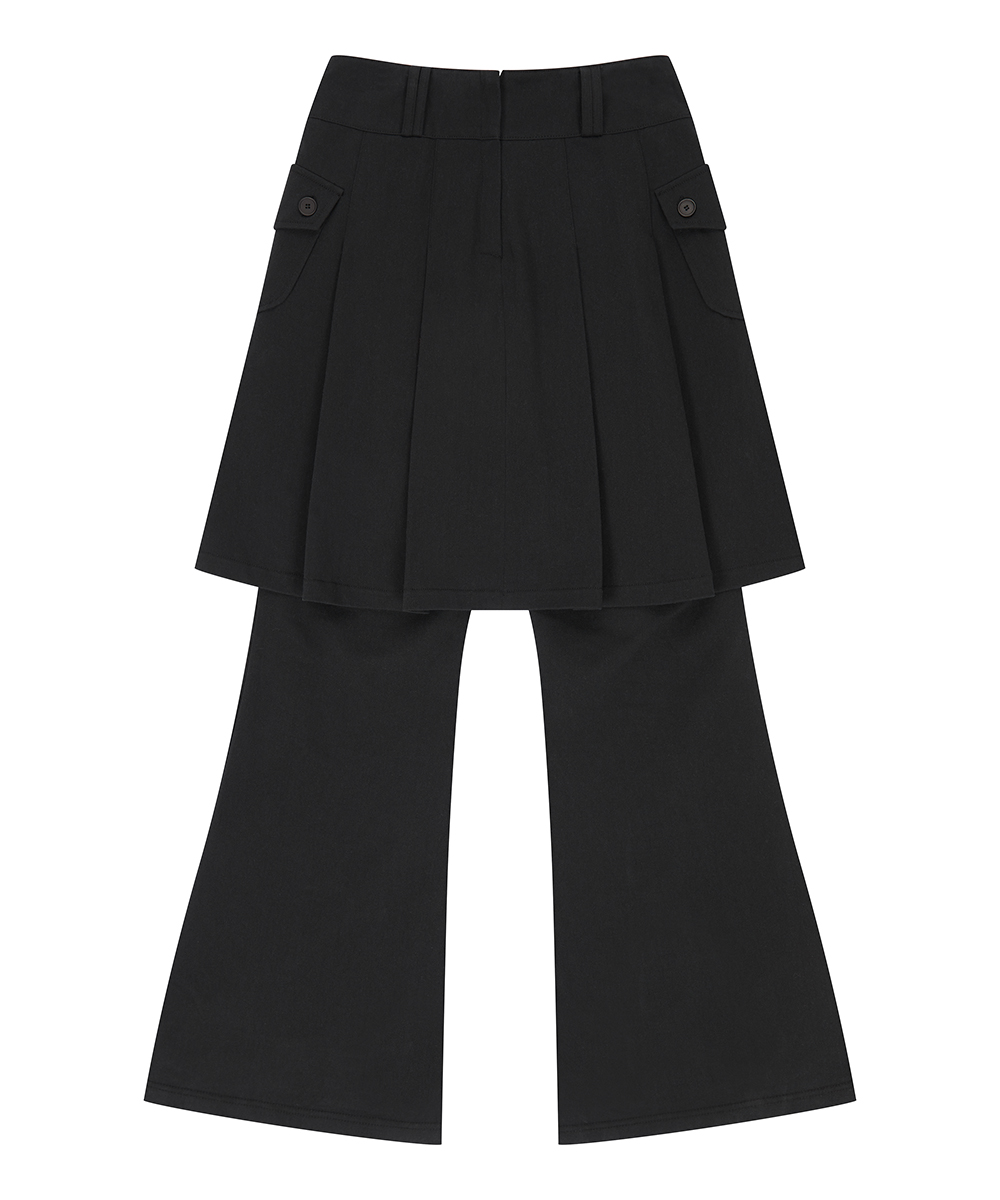 EL PLEATED SHIRRING SKIRT PANTS(BLACK)
