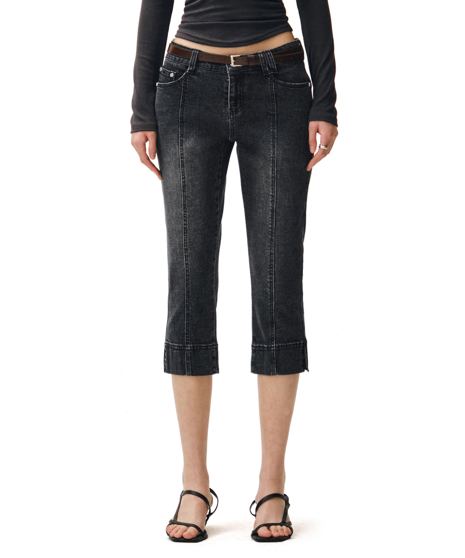 Seamed Low Rise Capri Jeans DCWPT024BLACK