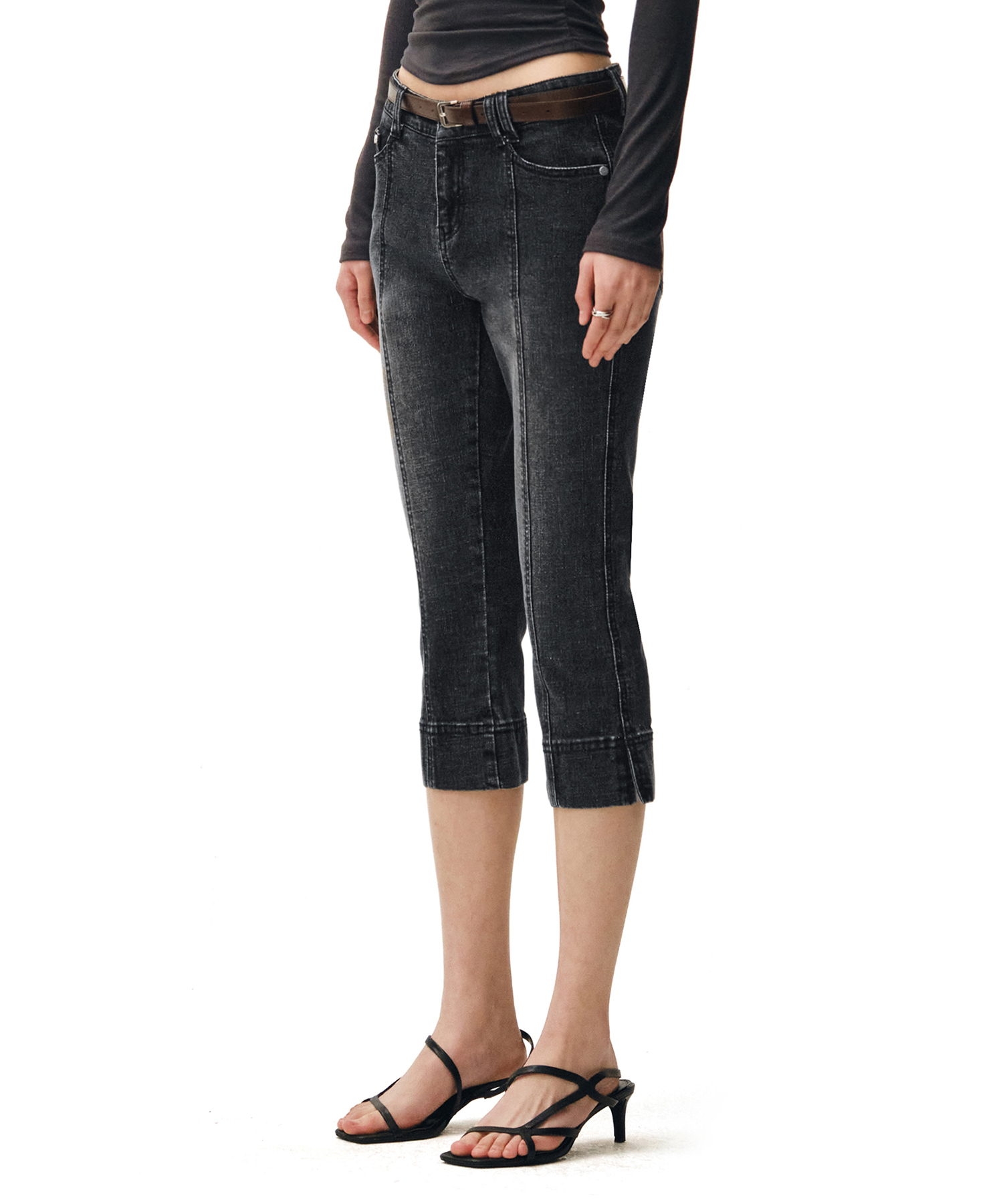 Seamed Low Rise Capri Jeans DCWPT024BLACK