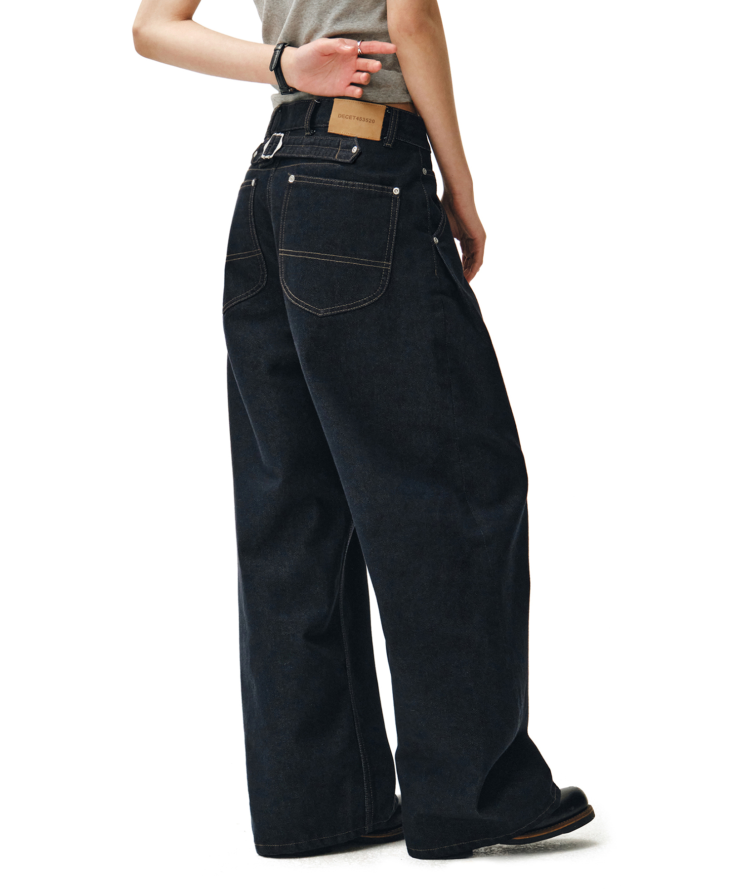 Cinchback Barrel Wide Leg Jeans DCWPT022CPINDIGO