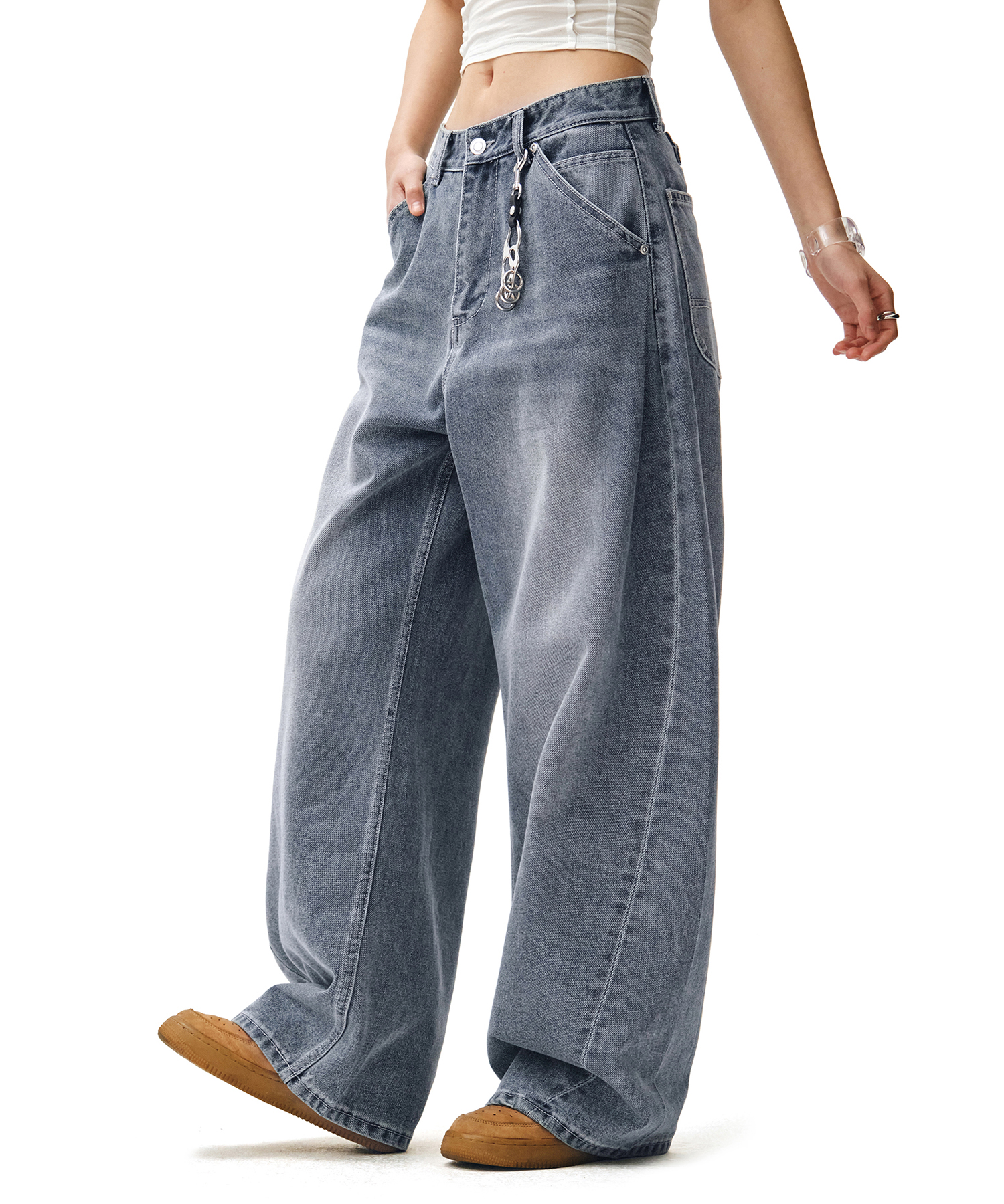 Cinchback Barrel Wide Leg Jeans DCWPT022BLUE