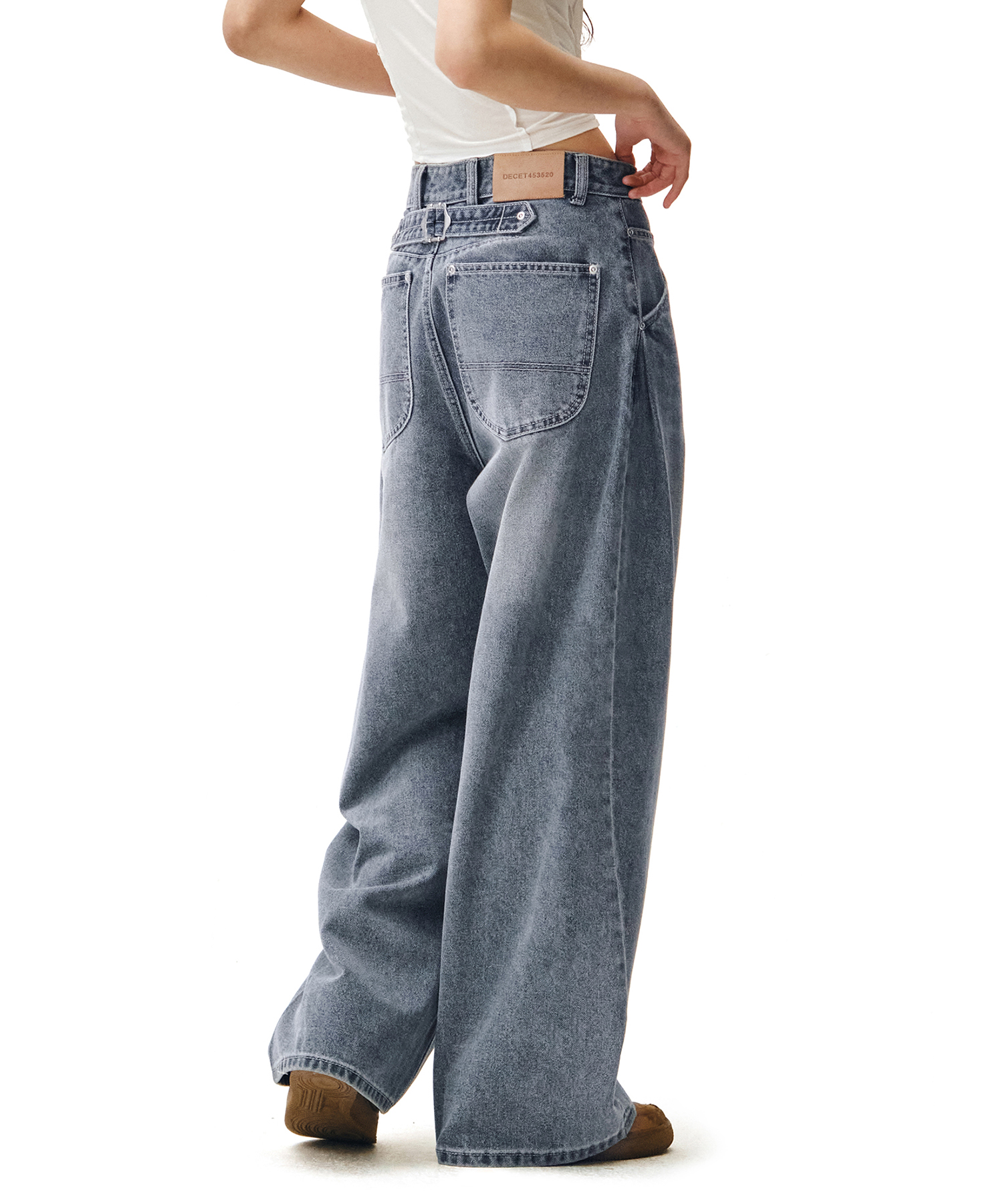 Cinchback Barrel Wide Leg Jeans DCWPT022BLUE