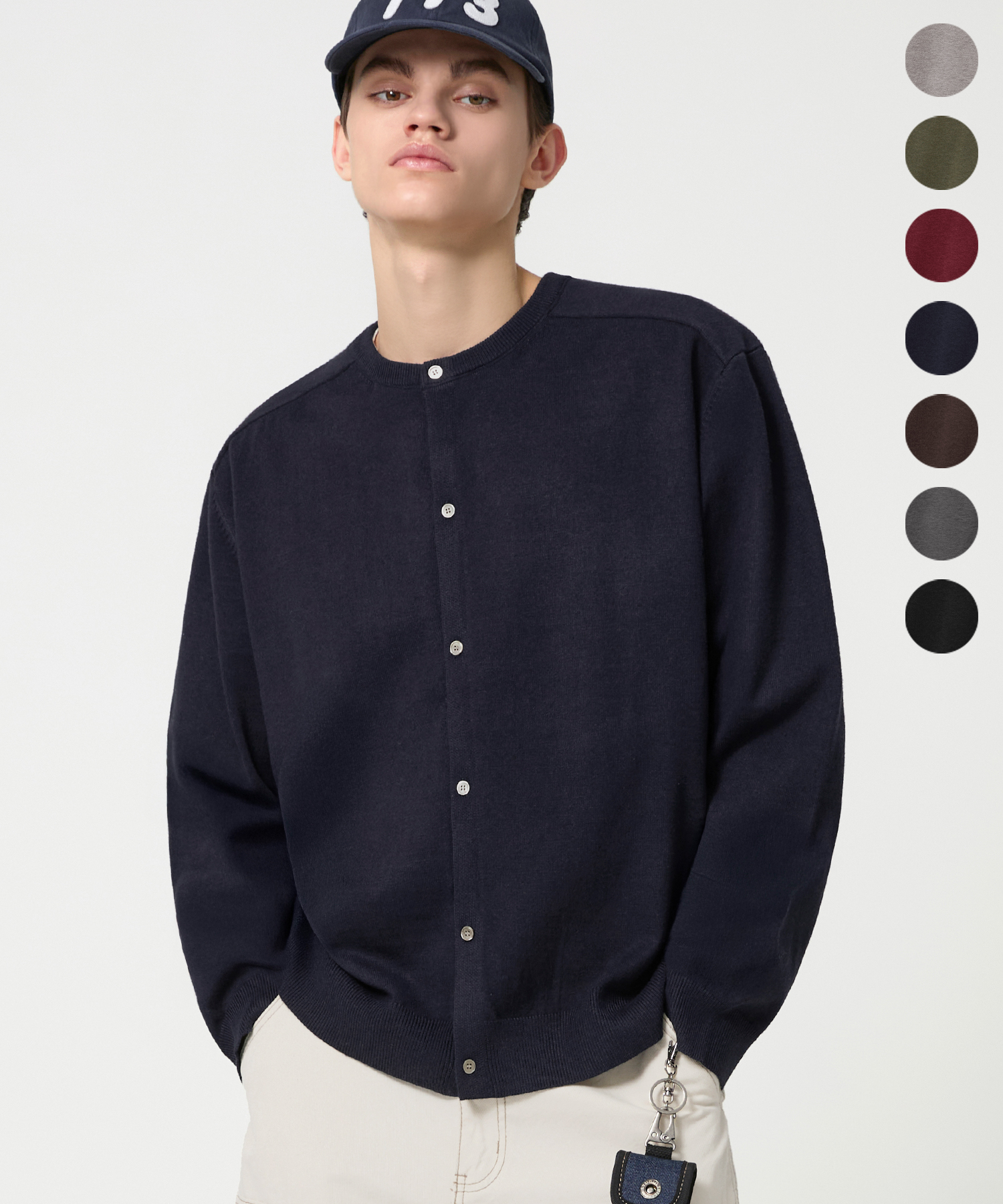 WOOL CROP ROUND KNIT GARDIGAN 7color