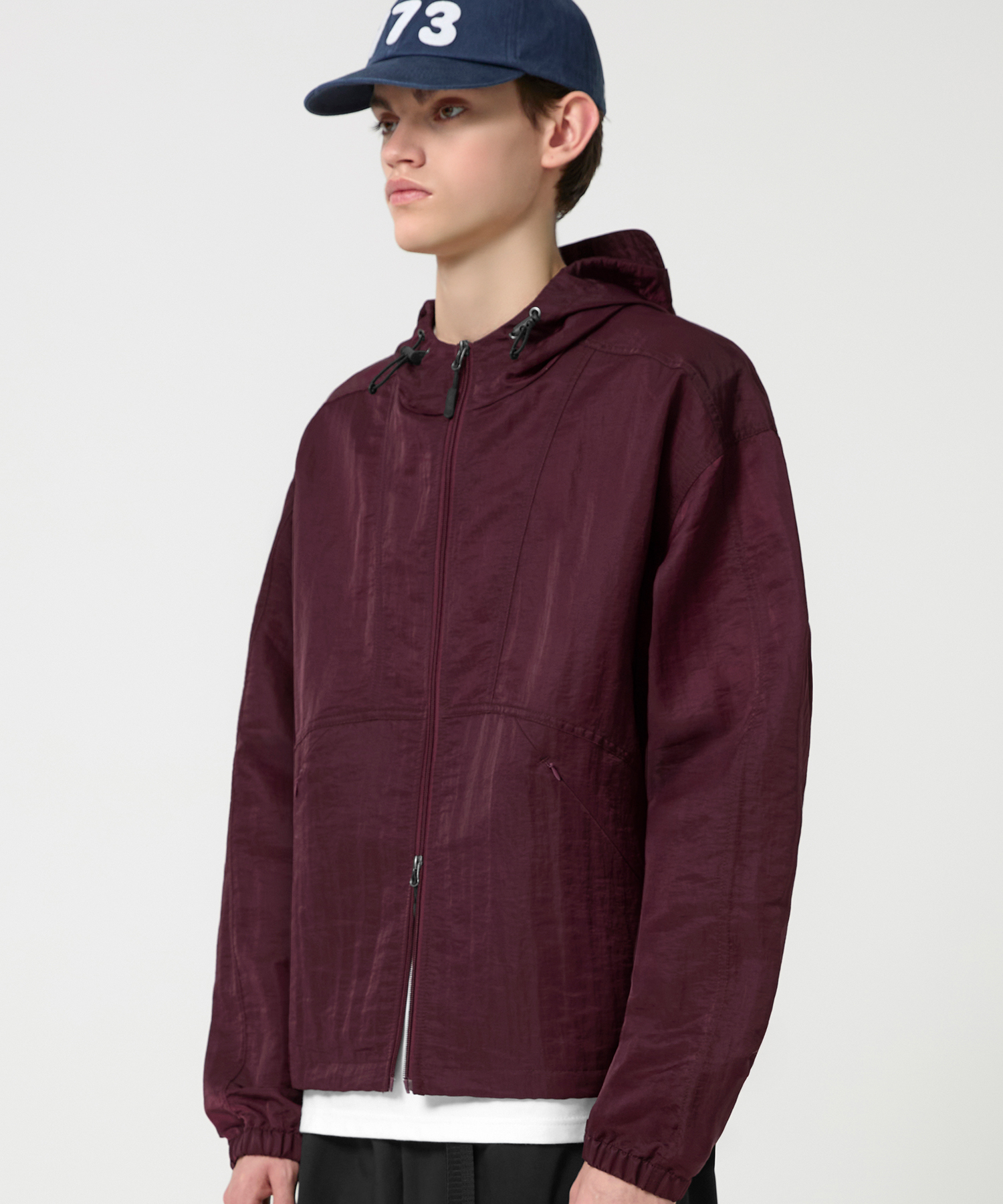 2WAY LIGHT SHEER HOOD WINDBREAKER BURGUNDY