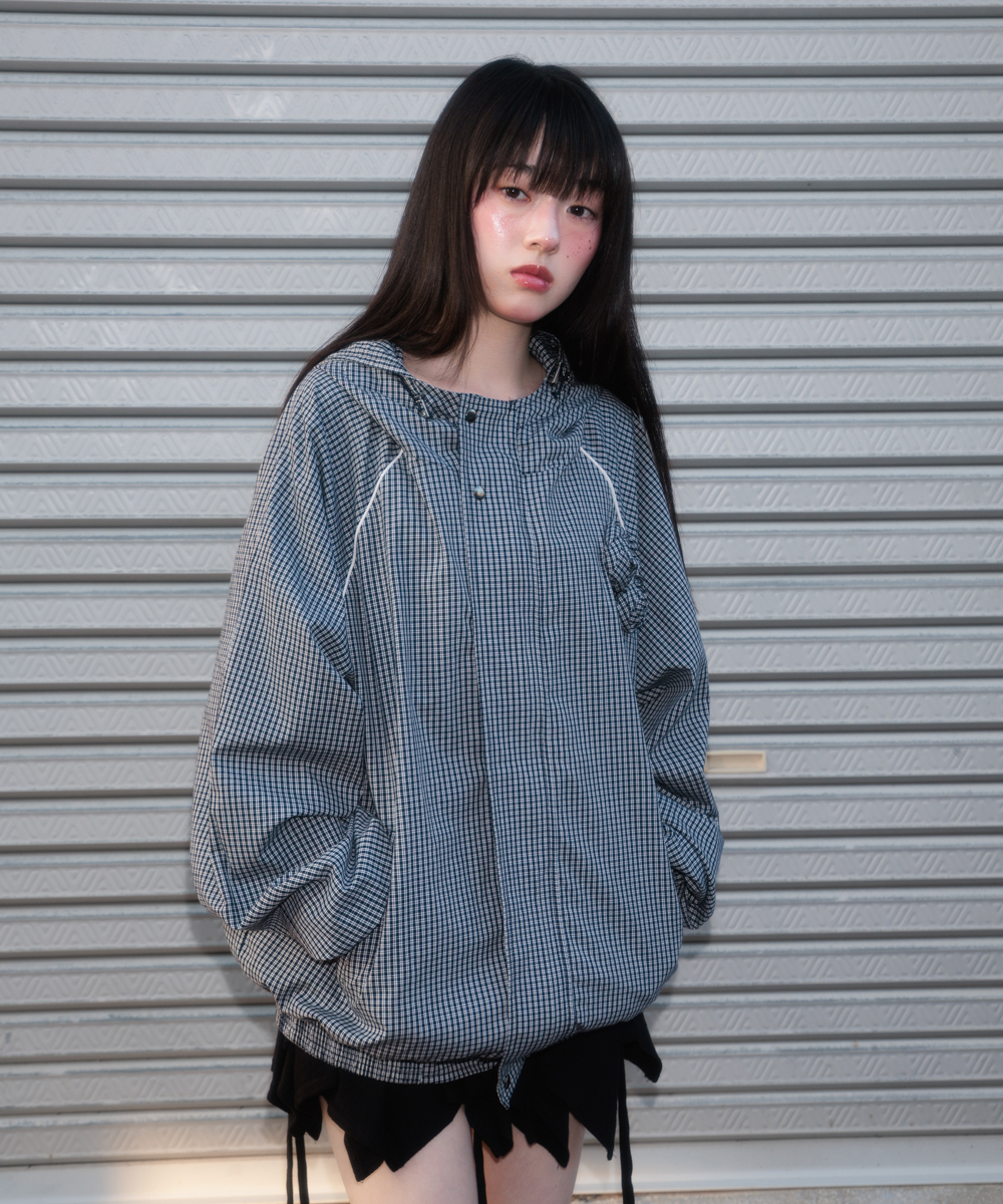 Rose Corsage Check Windbreaker [тёмно-синий]
