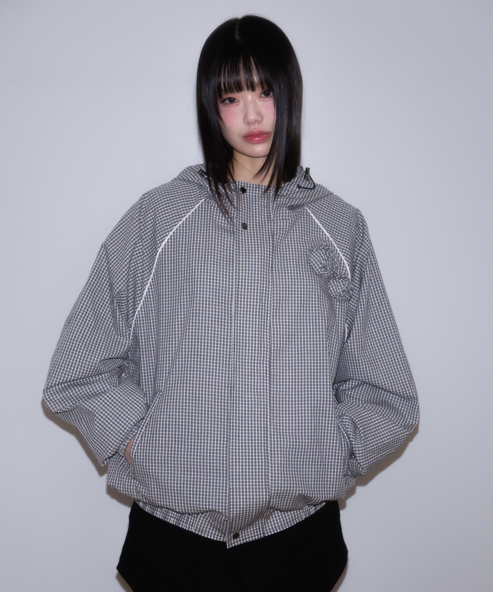 Rose Corsage Check Windbreaker [чёрный]