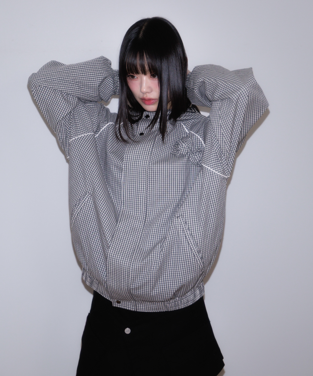 Rose Corsage Check Windbreaker [чёрный]
