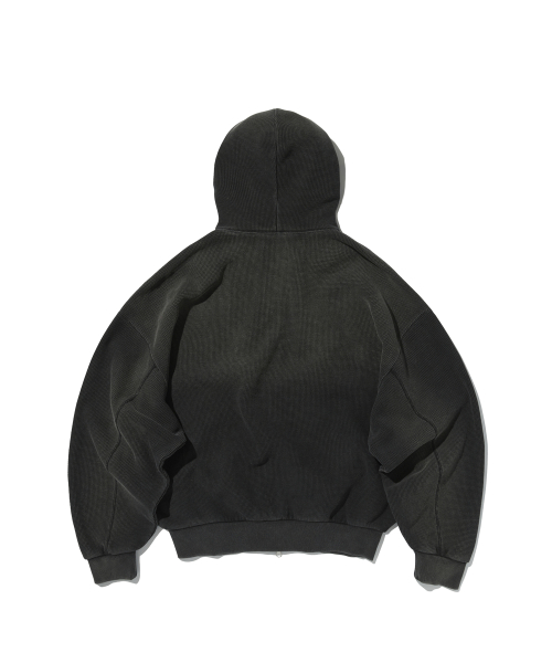 MUSINSA | SUADE WASHED THERMAL HOOD ZIP UP [WASHING BLACK]