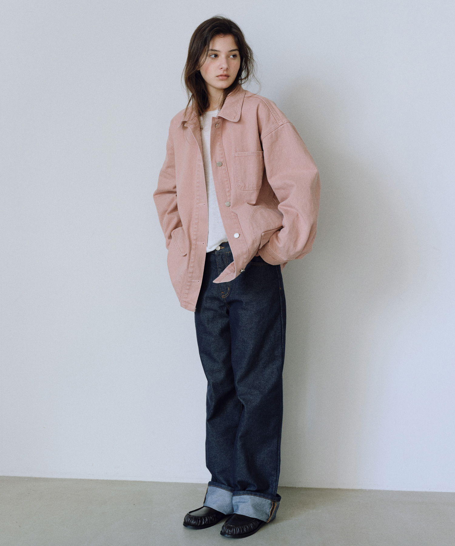 Washed denim work jacket