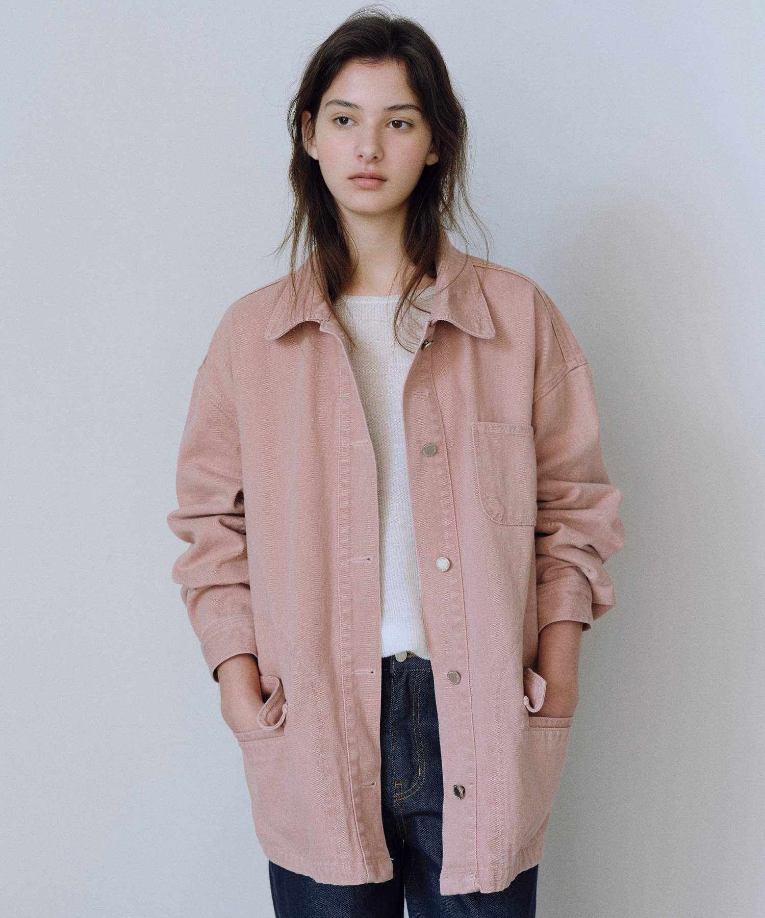 Washed denim work jacket