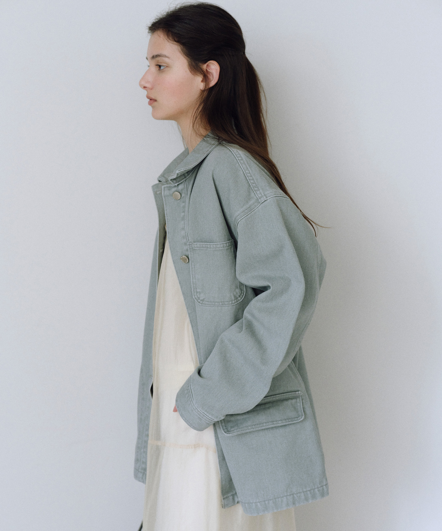 Washed denim work jacket