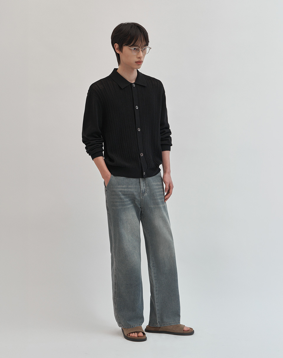Scashi Semi-Overfit Cotton Cardigan [чёрный]