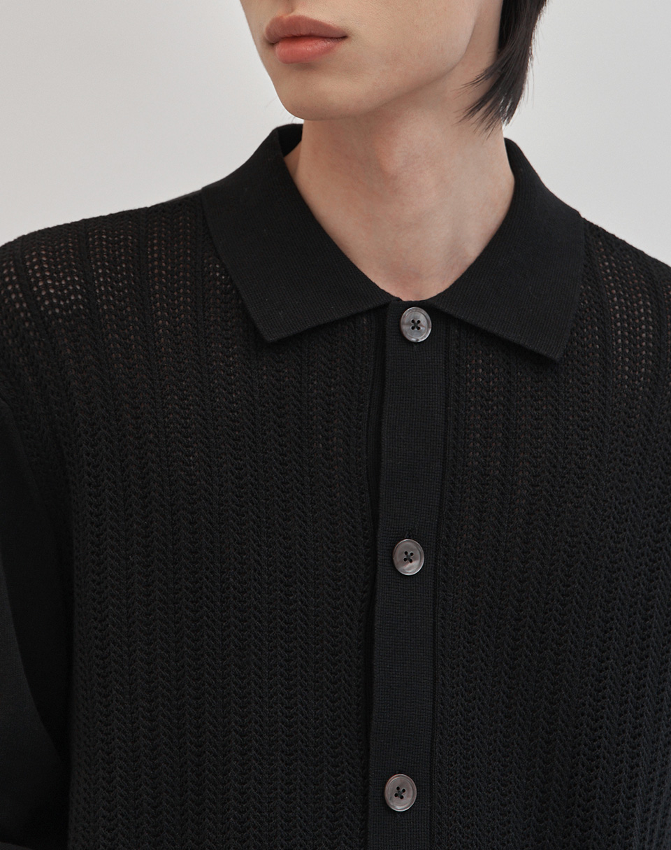 Scashi Semi-Overfit Cotton Cardigan [чёрный]