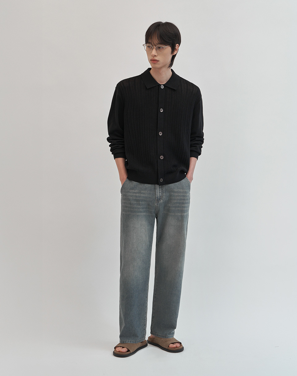 Scashi Semi-Overfit Cotton Cardigan [чёрный]